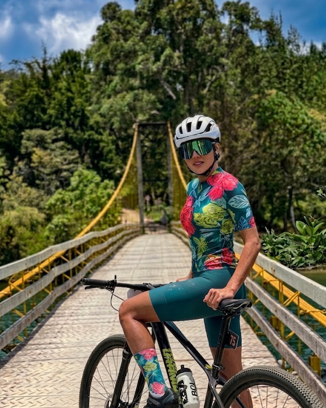 ROCKBROS Women's Teal Marble Print 3D Padded Cycling Bibs