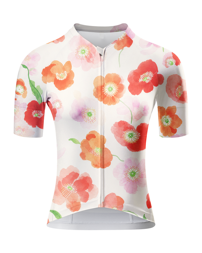 ROCKBROS Women's Watercolor Poppy Bloom Pro Aero Cycling Jersey