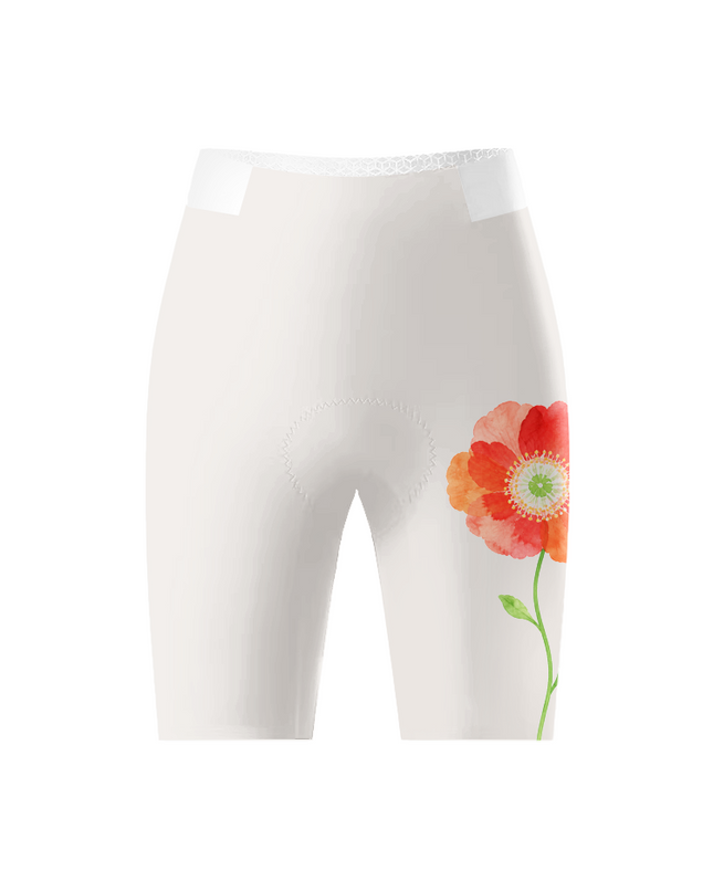 ROCKBROS Women's Watercolor Poppy Bloom Pro Aero Cycling Shorts