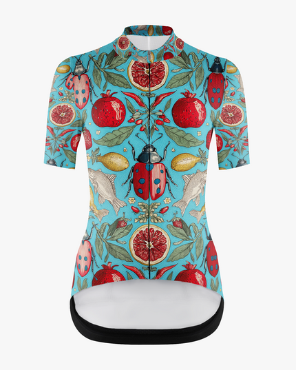 Women's Insect & Fruit Print Cycling Jersey
