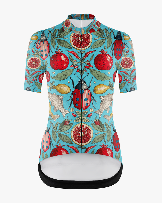Women's Insect & Fruit Print Cycling Jersey