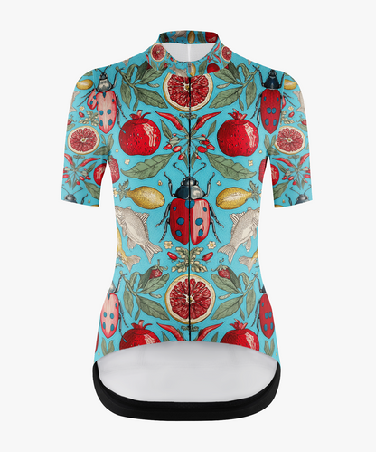 Women's Insect & Fruit Print Cycling Jersey