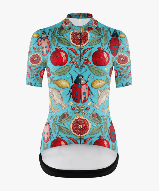 Women's Insect & Fruit Print Cycling Jersey