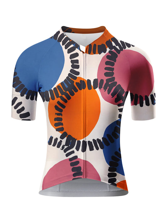 ROCKBROS Women's Retro Abstract Polka Dot Pattern Short Sleeve Cycling Jersey