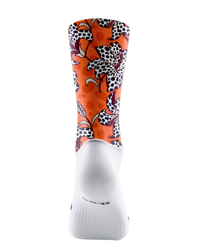 ROCKBROS Orange Leopard Lily Print Breathable Compression Socks