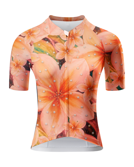 ROCKBROS Women's Peach Floral Blossom Pro Aero Cycling Jersey