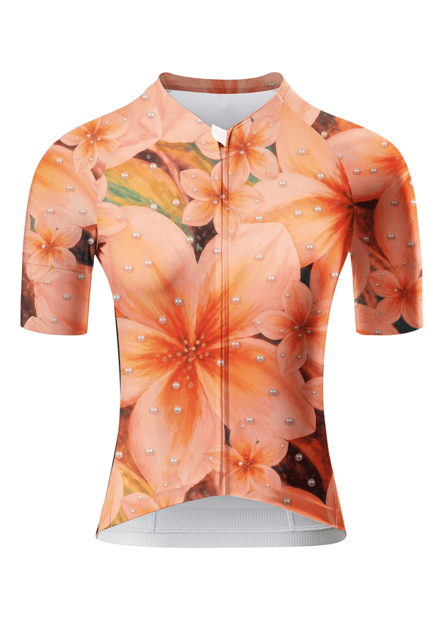 ROCKBROS Women's Peach Floral Blossom Pro Aero Cycling Jersey