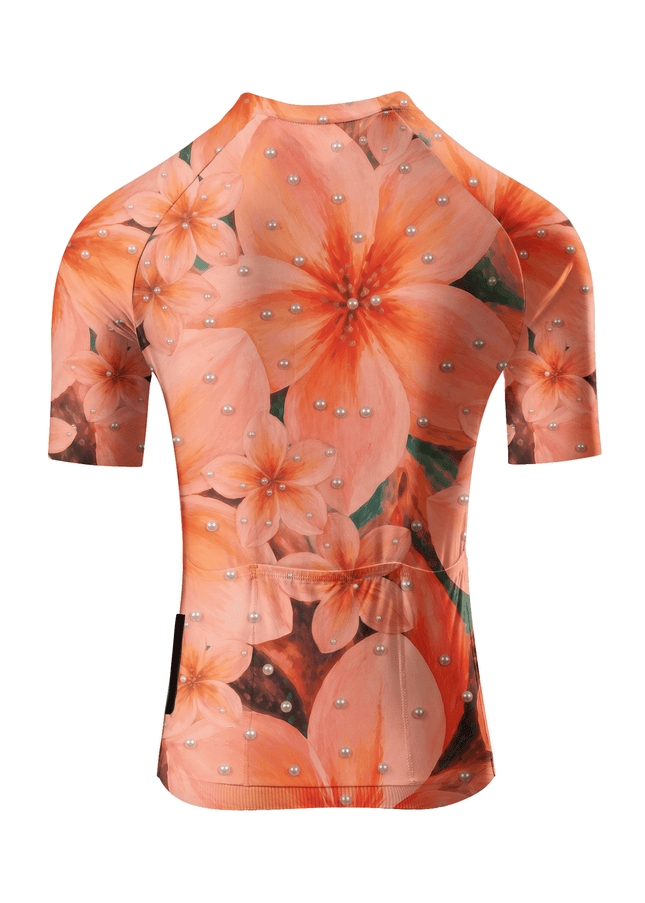ROCKBROS Women's Peach Floral Blossom Pro Aero Cycling Jersey