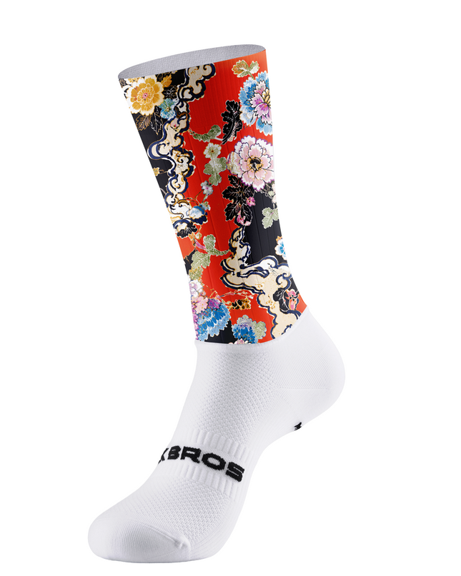 ROCKBROS Oriental Peony Floral Pattern Mid-Calf Cycling Socks