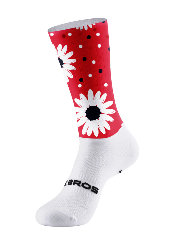 ROCKBROS Red Daisy Polka Dot Cycling Socks