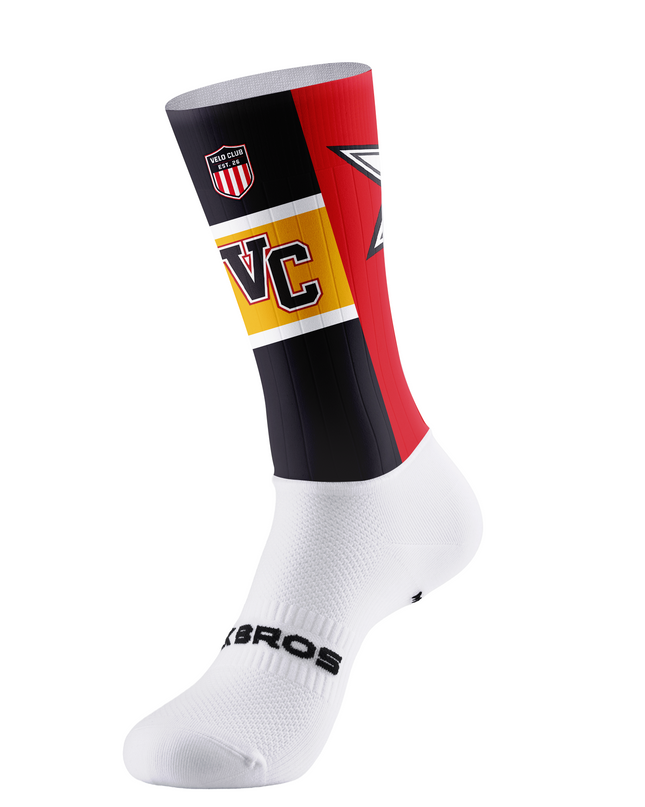 ROCKBROS Velo Club VC Color Block Shield Logo Mid-Calf Cycling Socks