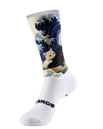 ROCKBROS Ocean Wave Cats Graphic Cycling Socks