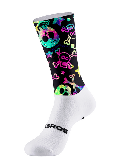 ROCKBROS Black Tube Rainbow Galaxy Skull Star Mid-Calf Cycling Socks