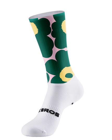 ROCKBROS Pink Base Dark Green Yellow Poppy Floral Cycling Socks