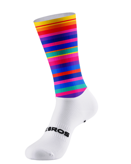 ROCKBROS Bright Yellow Rainbow Horizontal Stripe Cycling Socks