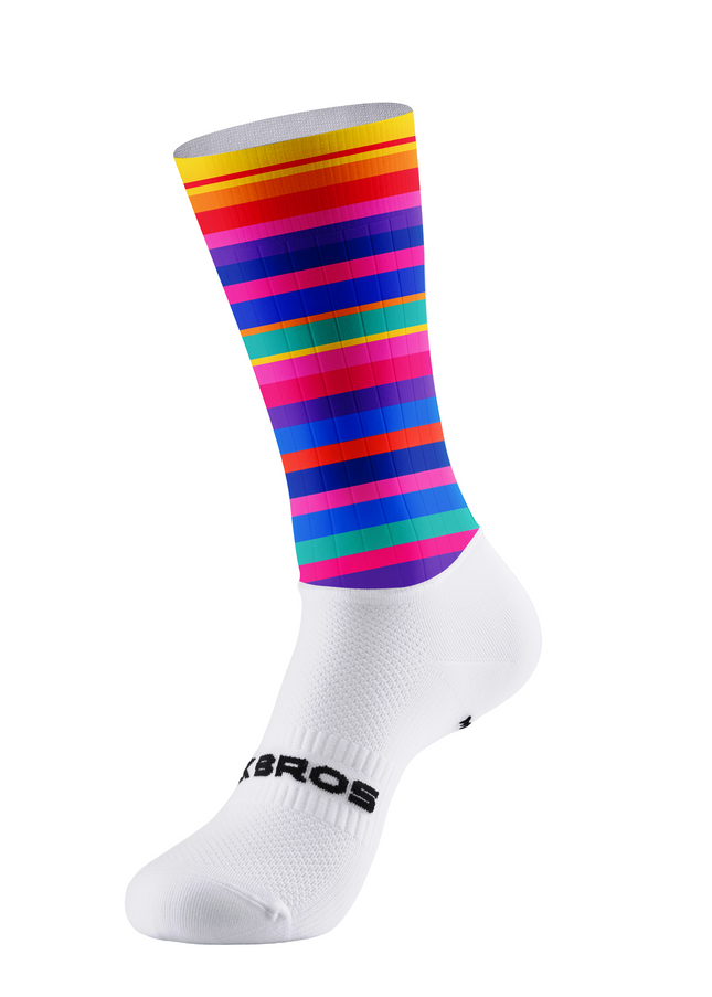 ROCKBROS Bright Yellow Rainbow Horizontal Stripe Cycling Socks
