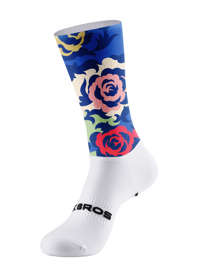 ROCKBROS Oriental Wave Peony Mid-Calf Cycling Socks