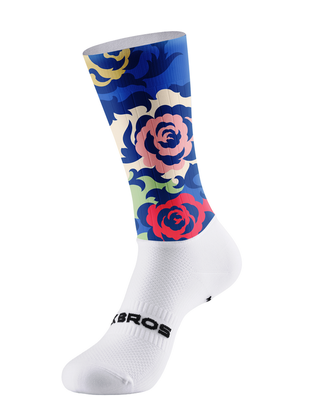ROCKBROS Oriental Wave Peony Mid-Calf Cycling Socks