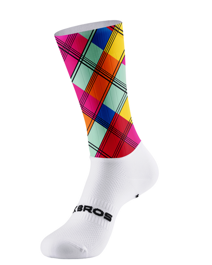 ROCKBROS Bright Rainbow Tartan Geometric Performance Cycling Socks