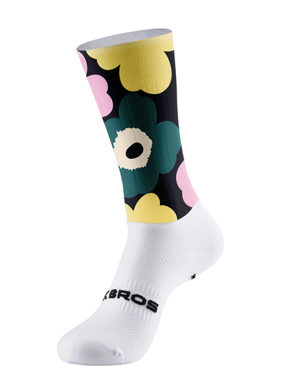 ROCKBROS Black Base Yellow Pink Green Poppy Floral Cycling Socks