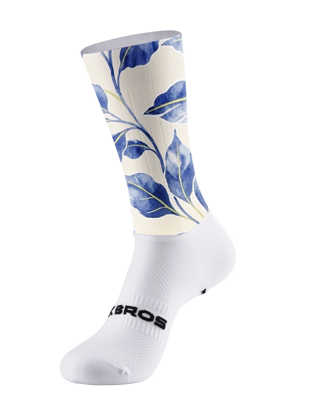 ROCKBROS Watercolor Blue Leaf Print Socks