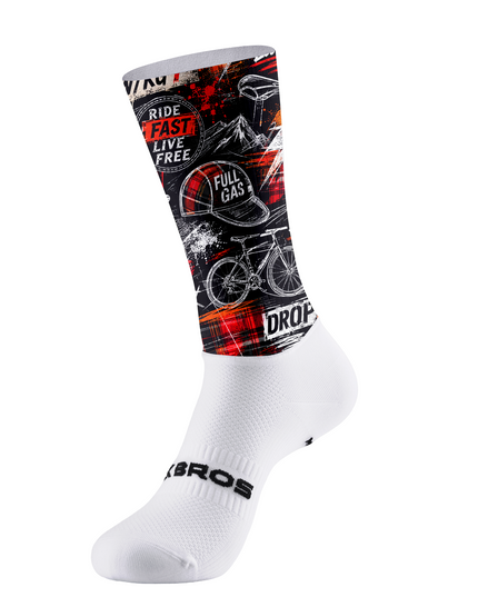 ROCKBROS Black Red Graffiti Bike Sketch Mid-Calf Cycling Socks