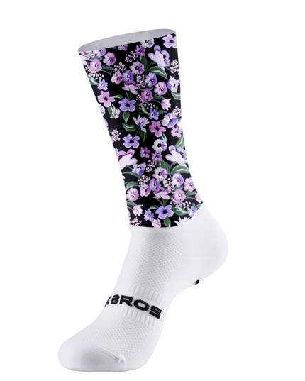 ROCKBROS Women's Dark Purple Ditsy Floral Raglan Sleeve Cycling Set