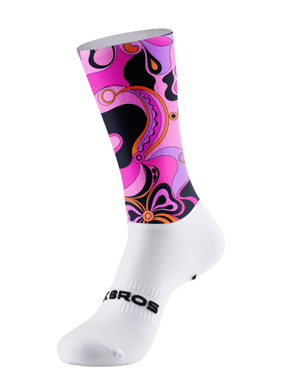 ROCKBROS Retro Pink Psychedelic Swirl Floral Cycling Socks