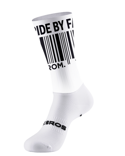 ROCKBROS White Base Bold Black Barcode Text Cycling Socks