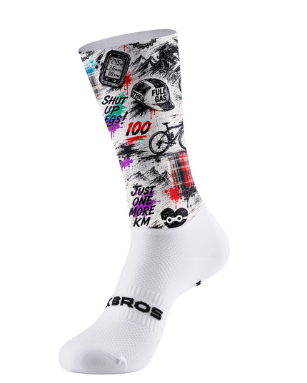 ROCKBROS White Multicolor Ink Splash Graffiti Bike Mid-Calf Cycling Socks