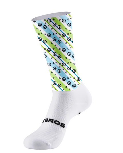 ROCKBROS Fresh Blue Green Stripe Peace Sign Cycling Socks