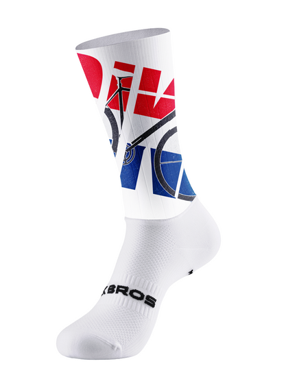 ROCKBROS Red Blue Block Bike Graphic Mid-Calf Cycling Socks