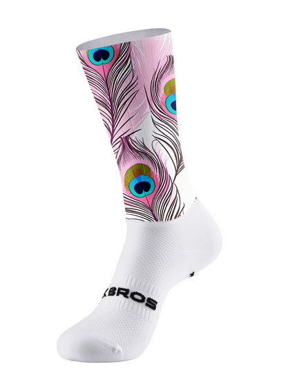 ROCKBROS Pink Peacock Feather Cycling Socks