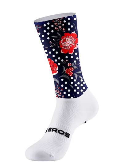 ROCKBROS Navy Floral Polka Dot Cycling Socks
