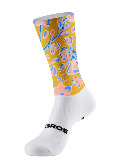 ROCKBROS Early Morning Flower Painterly Floral Pro Aero Cycling Socks