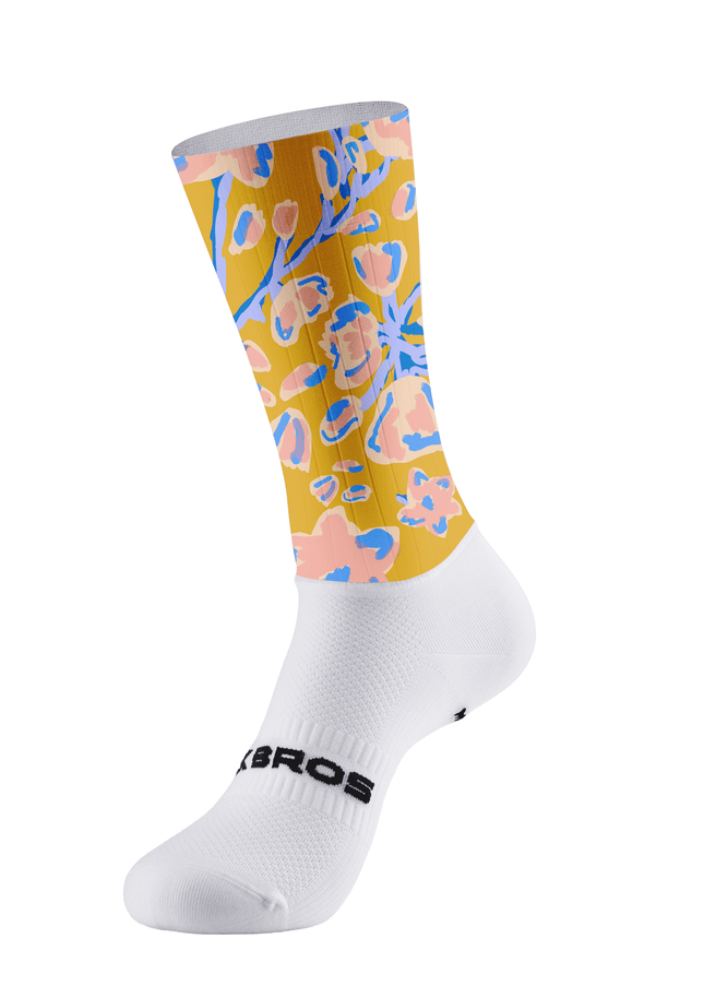 ROCKBROS Early Morning Flower Painterly Floral Pro Aero Cycling Socks