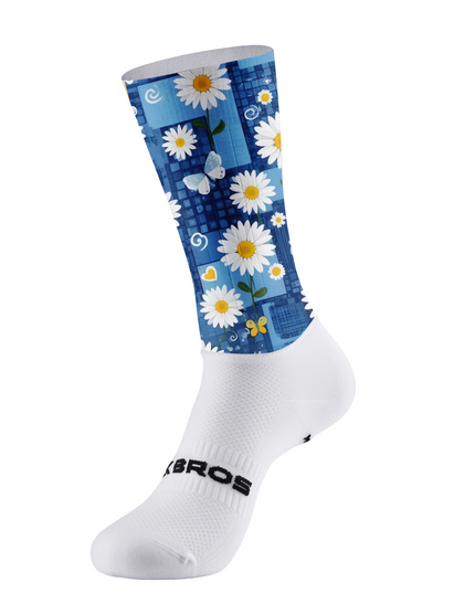 ROCKBROS Blue Denim Daisy Butterfly Pro Aero Cycling Socks