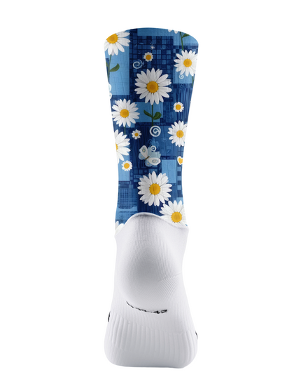 ROCKBROS Blue Denim Daisy Butterfly Pro Aero Cycling Socks