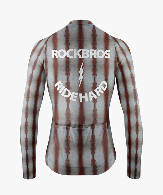 RockBros Men’s Chivalry Gray & Red Stripes Cycling Jersey