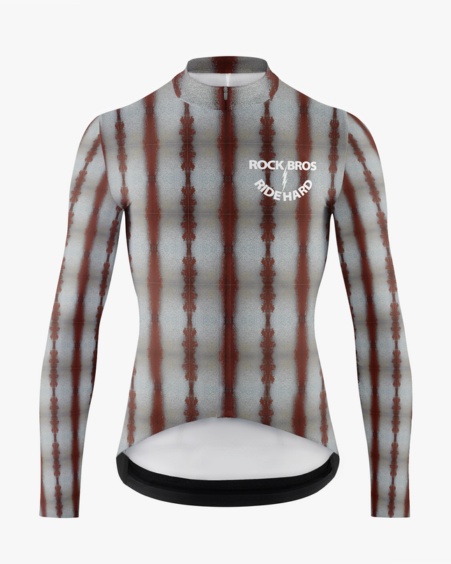 Men’s Chivalry Gray & Red Stripes Cycling Jersey