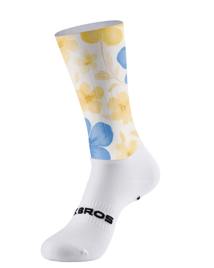 ROCKBROS Watercolor Floral Sky Blue Pro Aero Cycling Socks