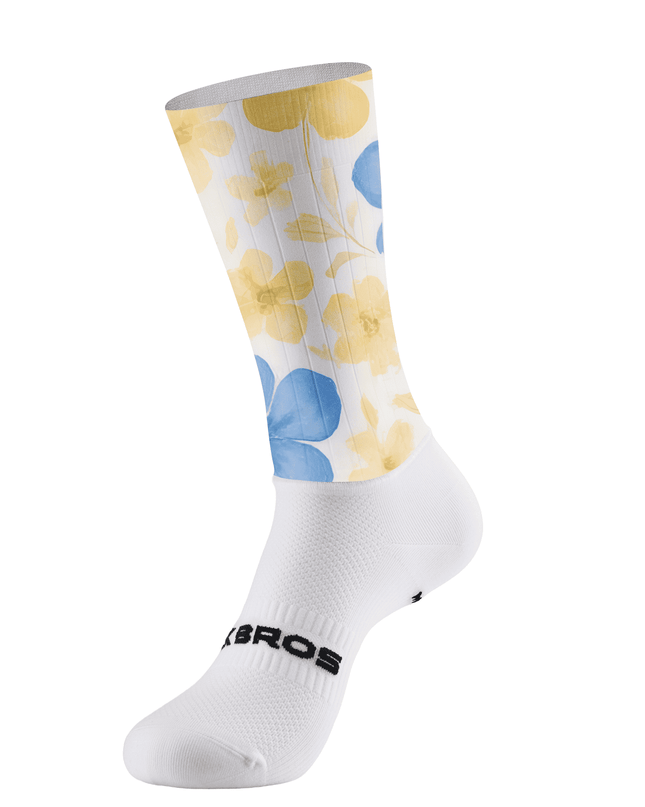 ROCKBROS Watercolor Floral Sky Blue Pro Aero Cycling Socks
