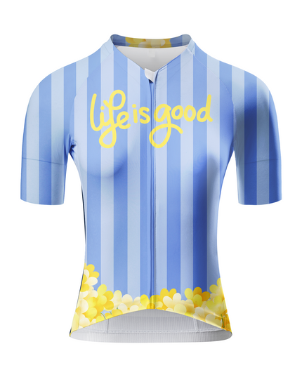 ROCKBROS Women's Life Is Good Floral Stripe Pro Aero Cycling Jersey