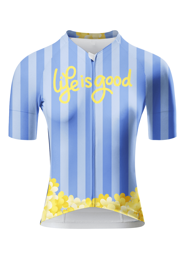ROCKBROS Women's Life Is Good Floral Stripe Pro Aero Cycling Jersey