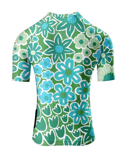ROCKBROS Women's Retro Green Daisy Garden Pro Aero Cycling Jersey