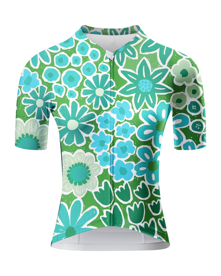 ROCKBROS Women's Retro Green Daisy Garden Pro Aero Cycling Jersey