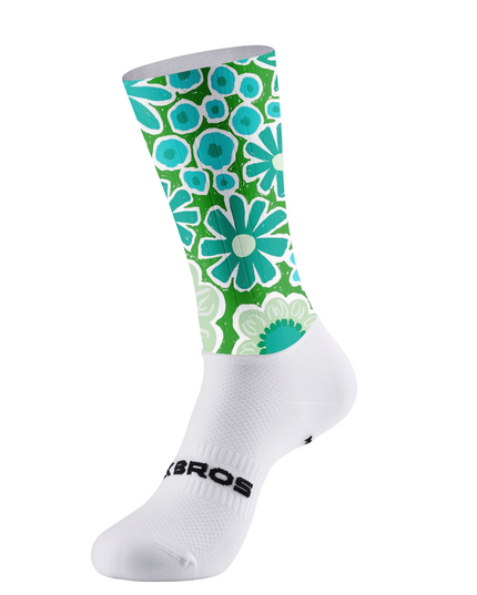 ROCKBROS Retro Green Daisy Garden Pro Aero Cycling Socks