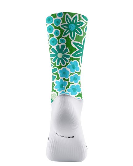 ROCKBROS Retro Green Daisy Garden Pro Aero Cycling Socks