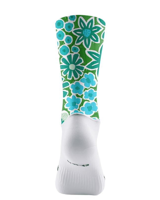 ROCKBROS Retro Green Daisy Garden Pro Aero Cycling Socks