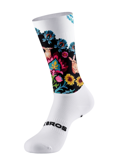 ROCKBROS Bohemian Folk Bunny Garden Pro Aero Cycling Socks